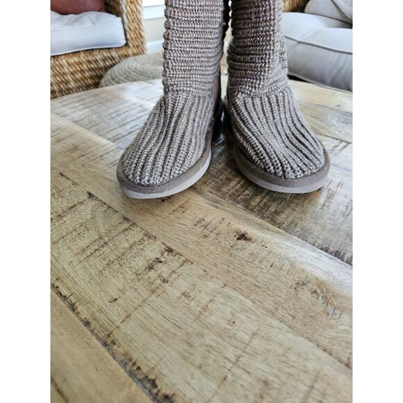 Ugg Classic Cardy Knee Calf Sweater Boots Slip On Women's Size 6 Beige - Picture 3 of 12